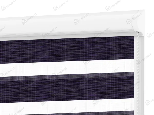 Roleta SWING LITE - deň a noc - látka Maurícius 68 - tmavo fialová (čierny dekor)