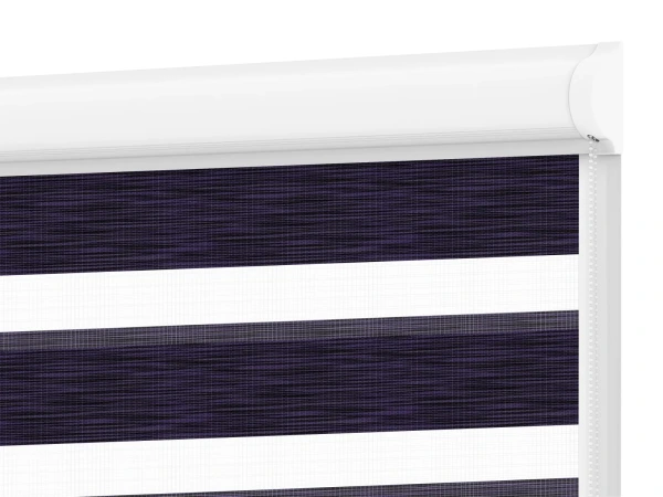 Roleta SWING LITE - deň a noc - látka Maurícius 68 - tmavo fialová (čierny dekor)
