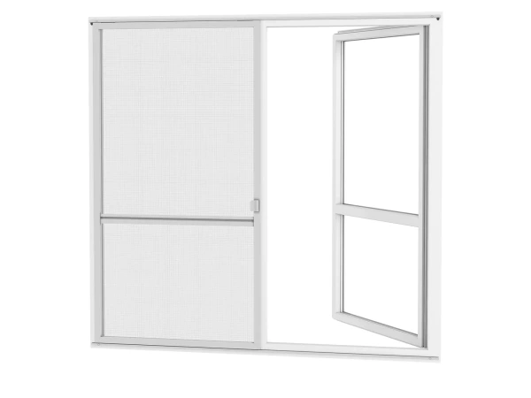 Siete proti hmyzu na DVERE - posuvné - SIVÁ - RAL 9006 - s priečkou 2