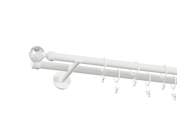 Garniža 19x19mm obyčajná tyč - 2rady - GUĽA CRYSTAL - biela