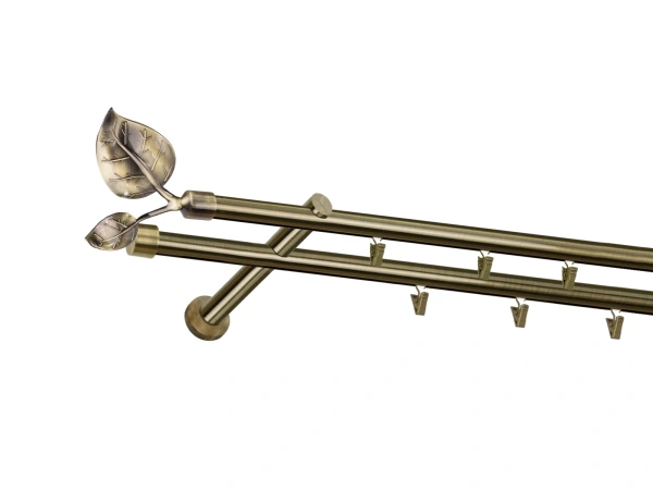 Garniža 19x19mm - drážková tyč - 2rady - LIST VEĽKÝ - antik