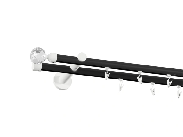 Garniža 19x19mm drážková tyč - 2rady - GUĽA CRYSTAL - čierno biela 2