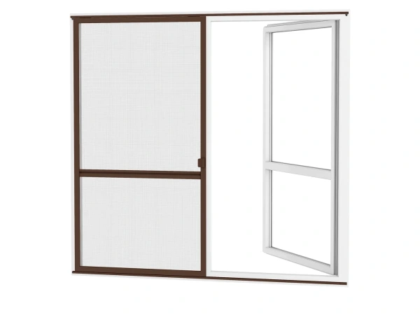 Siete proti hmyzu na DVERE - posuvné - TMAVOHNEDÁ - RAL 8019 - s priečkou 2