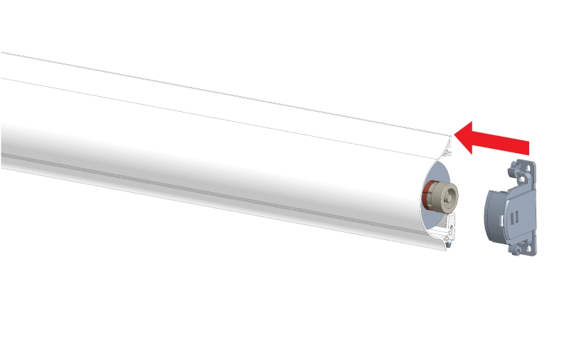 montarea suporturilor din plastic pe partea opusă în timpul montajului roletei