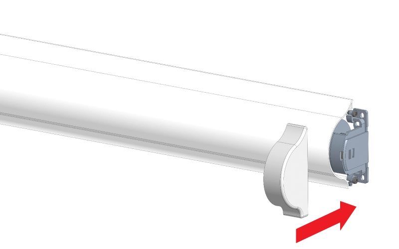 montajul capacului roletei din partea opusă