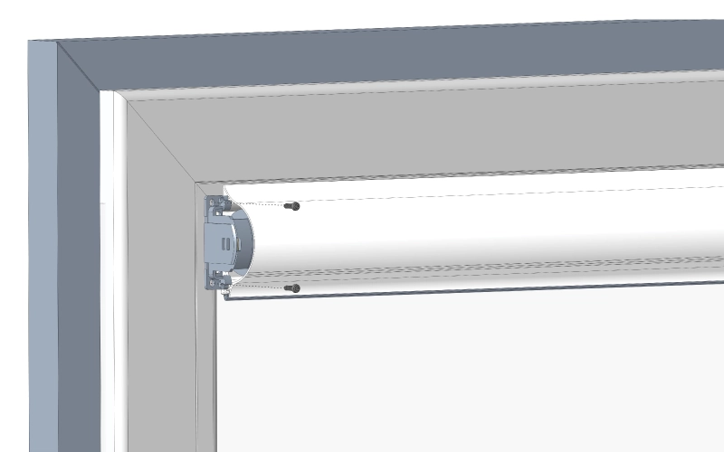 pasul 3 – fixarea cu șuruburi a casetei superioare în orificiile pre-perforate 2.1 mm