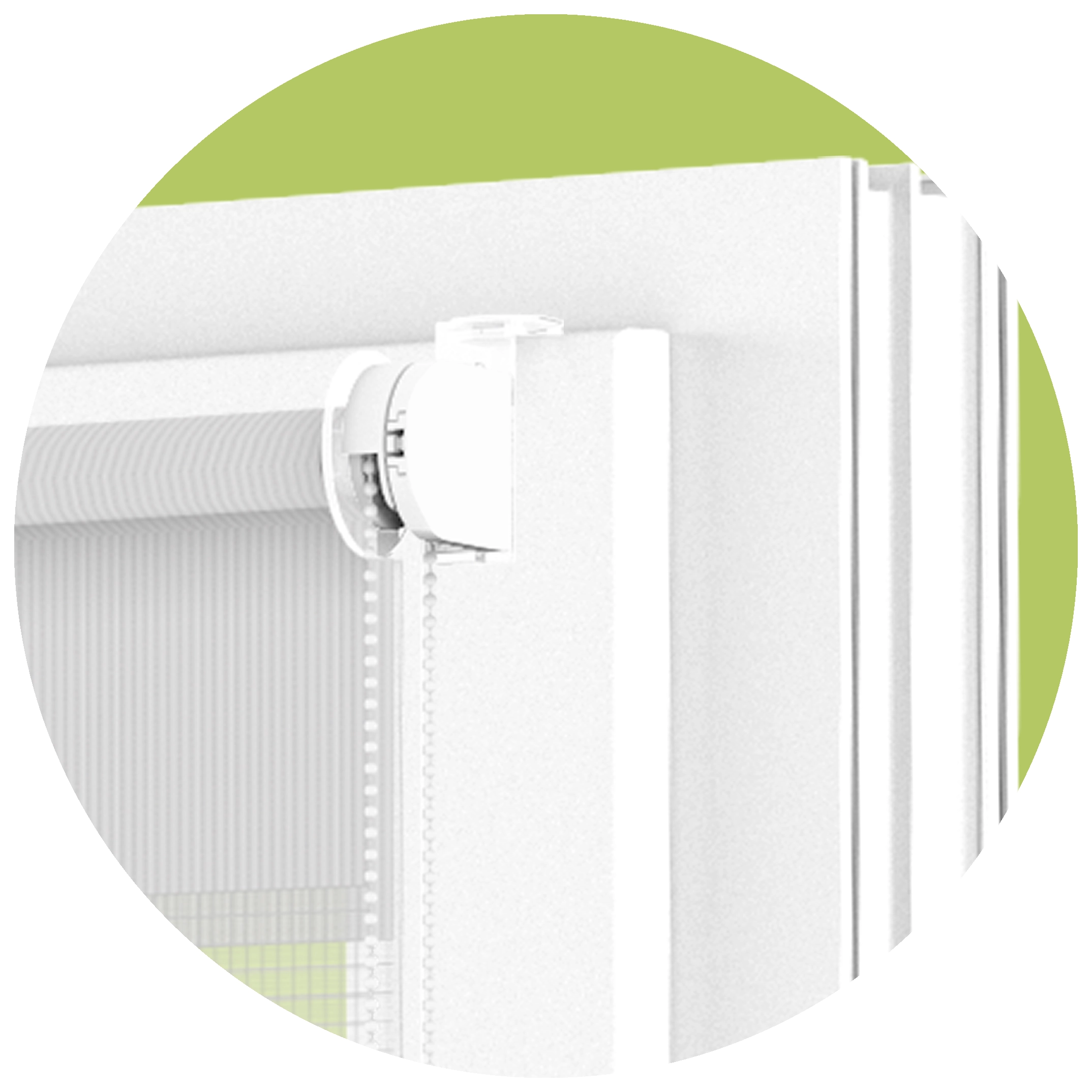 Detaliu mecanism rolete MINI fără perforare pentru ferestre cu garnitură