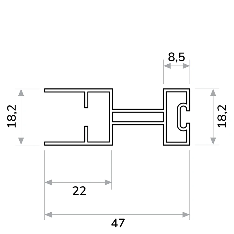 Secțiune tehnică a profilului mânerului plasei plisate anti-insecte, cu dimensiuni detaliate. 🖼️ ALT TEXT – imaginea 3 (montarea plasei plisate pe fereastră) Alt text: Schema montării plasei plisate anti-insecte pe rama ferestrei, cu indicarea dimensiunii de comandă și a dimensiunii de trecere. 
